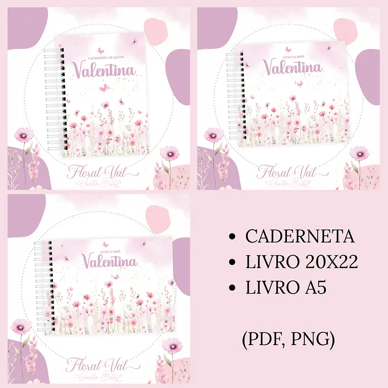Arquivo Encadernação Baby Floral Valentina 1