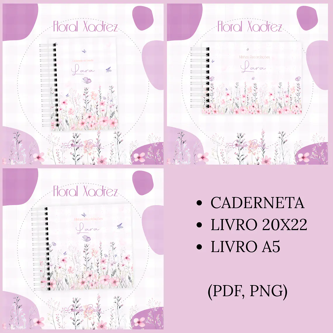 Arquivo Encadernação Baby Floral Xadrez 1