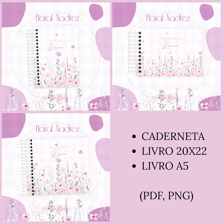 Arquivo Encadernação Baby Floral Xadrez 1