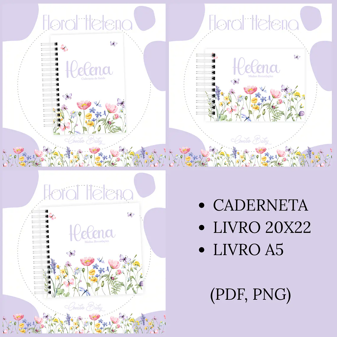 Arquivo Encadernação Baby Floral Helena 1