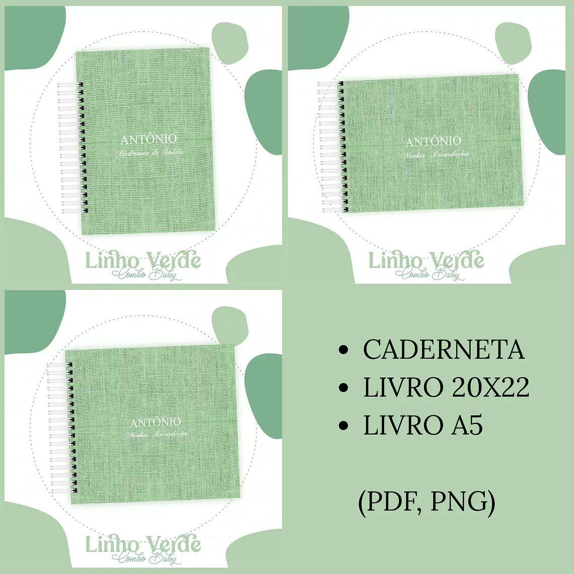 Arquivo Encadernação Baby Linho Verde 1