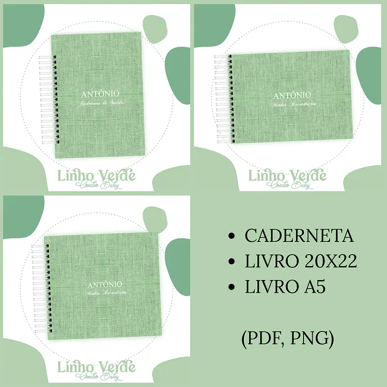 Arquivo Encadernação Baby Linho Verde 1