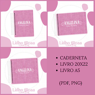Arquivo Encadernação Baby Linho Rosa 
