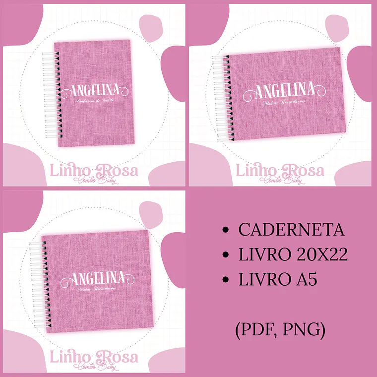 Arquivo Encadernação Baby Linho Rosa  1