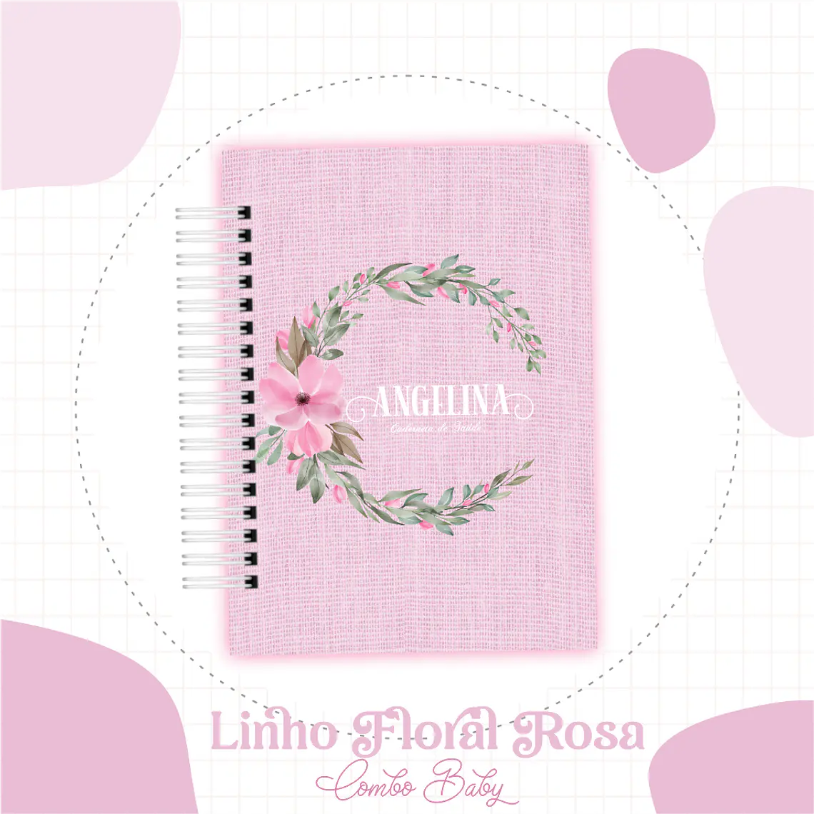 Arquivo Encadernação Baby Linho Floral Rosa 2