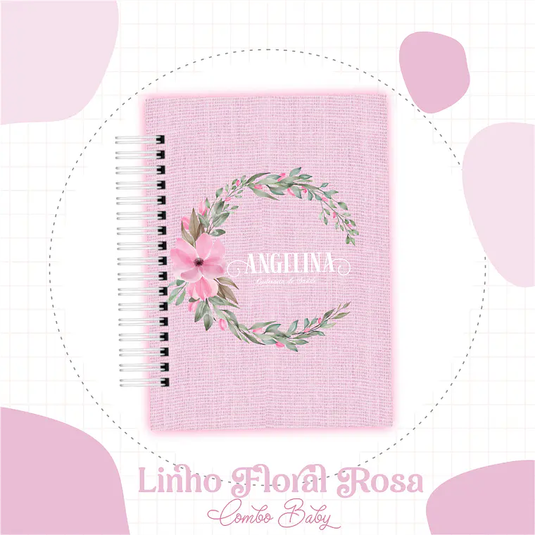 Arquivo Encadernação Baby Linho Floral Rosa 2