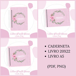 Arquivo Encadernação Baby Linho Floral Rosa