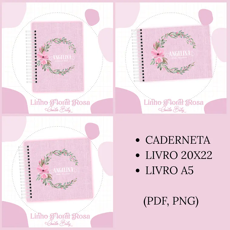Arquivo Encadernação Baby Linho Floral Rosa 1