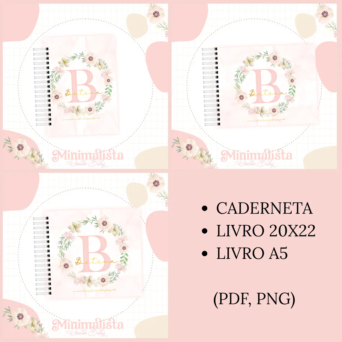 Arquivo Encadernação Baby Floral Minimalista 1