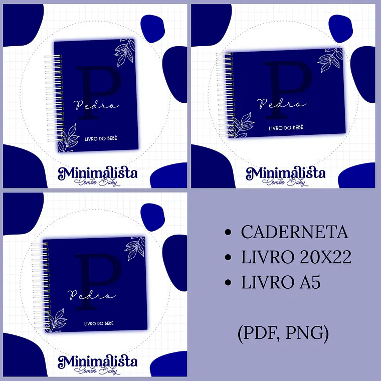 Arquivo Encadernação Baby Minimalista Azul  1