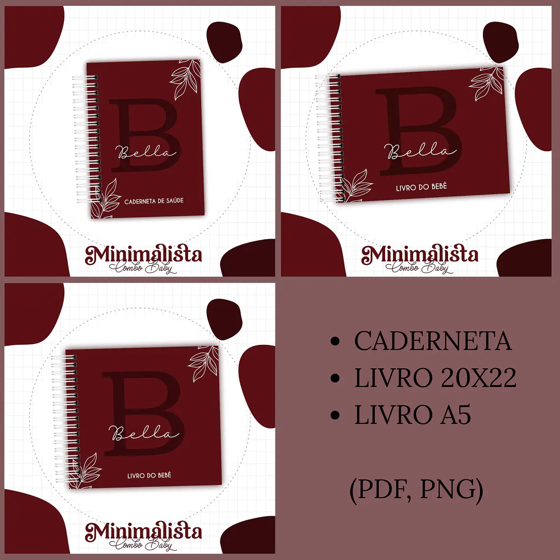 Arquivo Encadernação Baby Minimalista Marsala 1