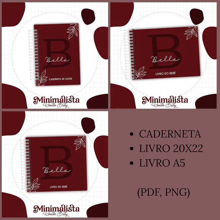 Arquivo Encadernação Baby Minimalista Marsala 1