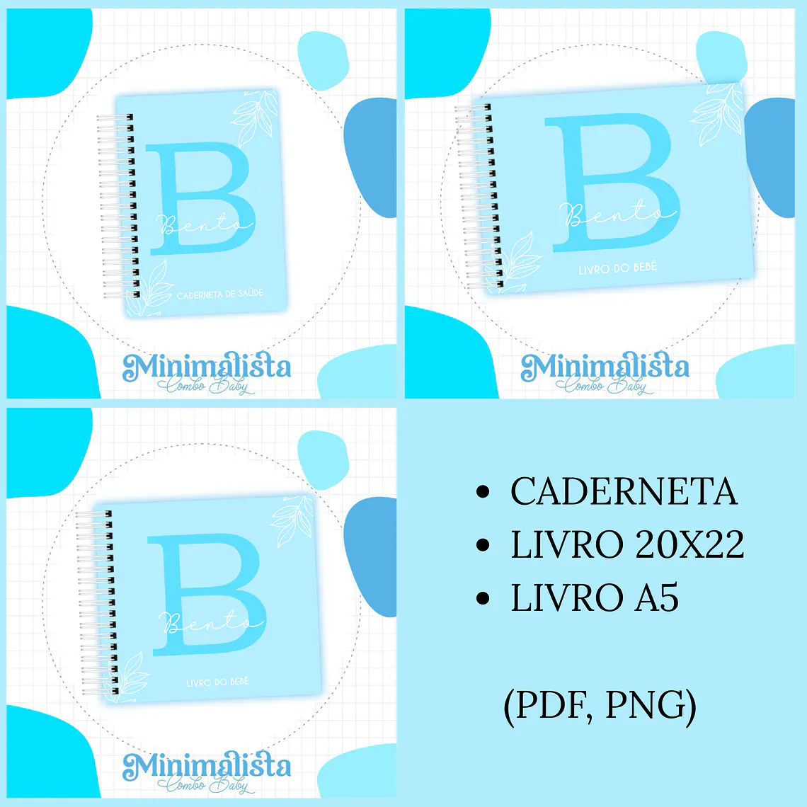 Arquivo Encadernação Baby Minimalista Azul bebÊ 1