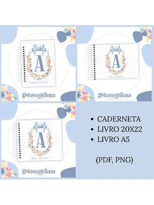 Arquivo Encadernação Baby Monograma Floral 