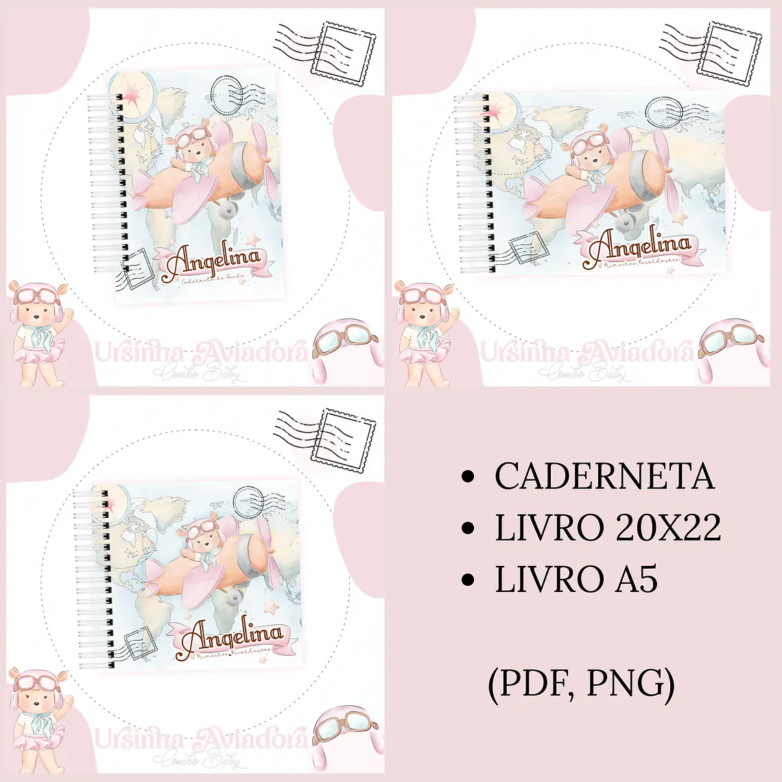 Arquivo Encadernação Baby Ursinha Aviadora 1