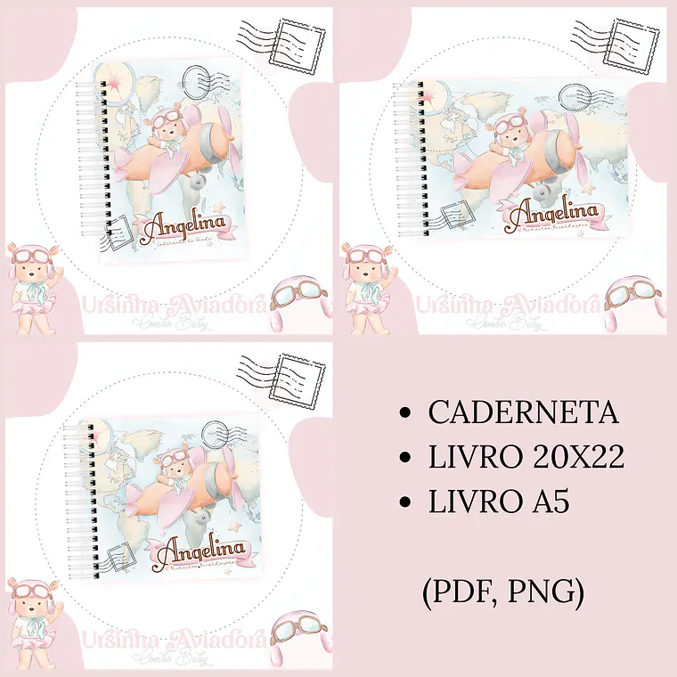 Arquivo Encadernação Baby Ursinha Aviadora 1