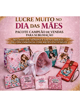 Pacote de Artes de Sublimação Necessaires - Dia das Mães