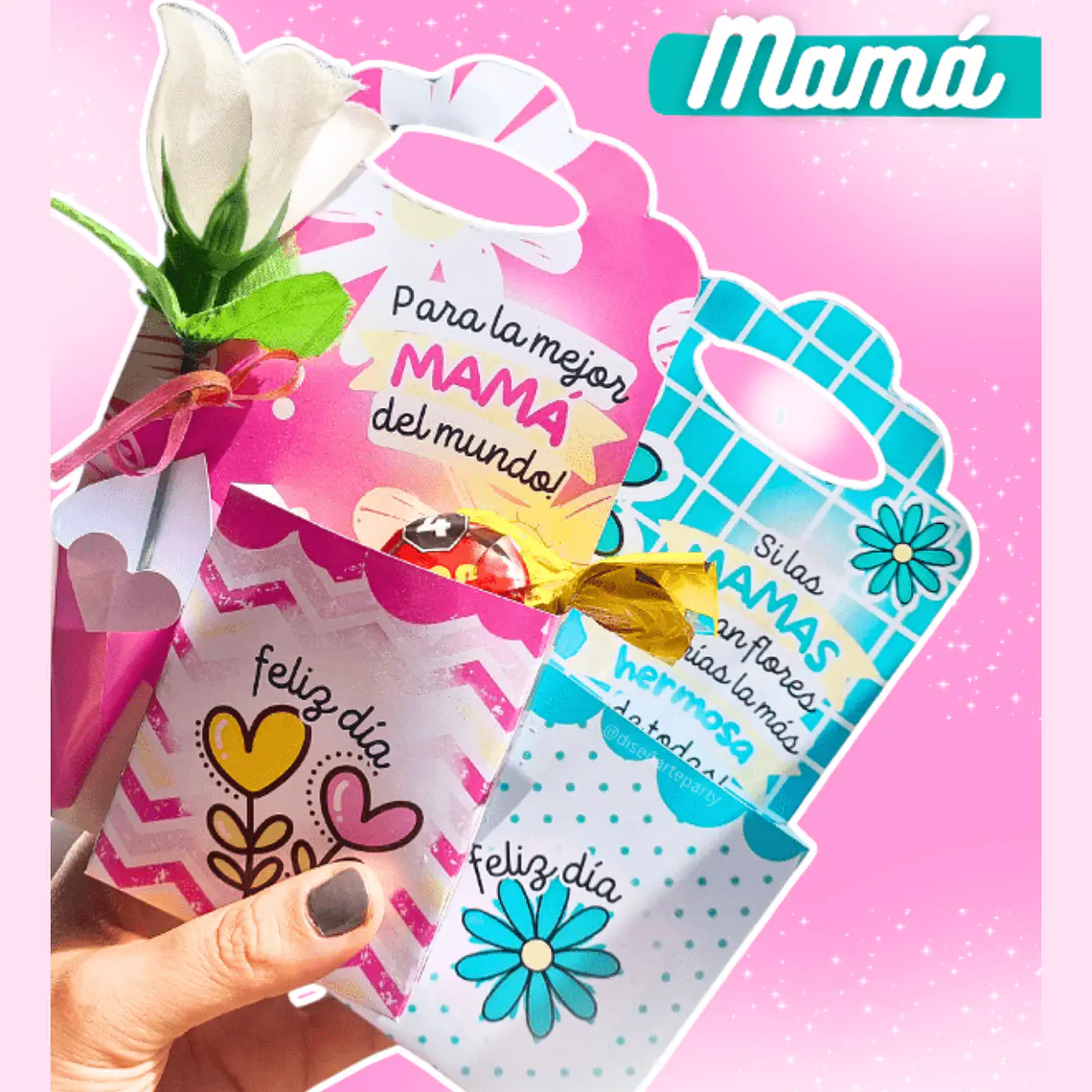 Arquivo de Corte porta flor e bombom Dia das Mães 1