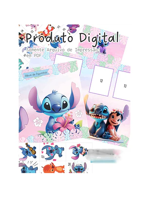 Arquivo Digital Álbum de Figurinhas Stitch