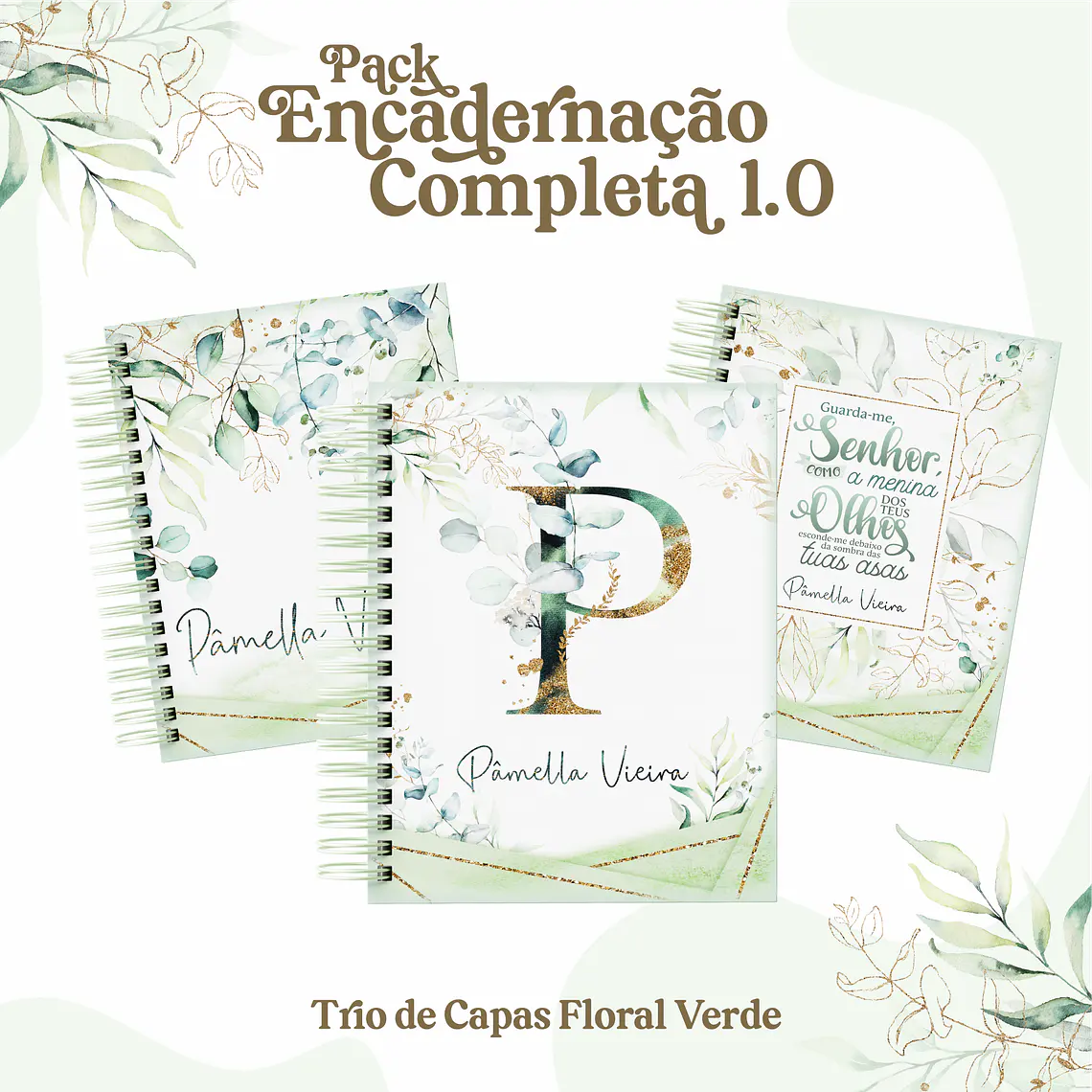 Arquivo Digital Combo Capas Floral Verde 1
