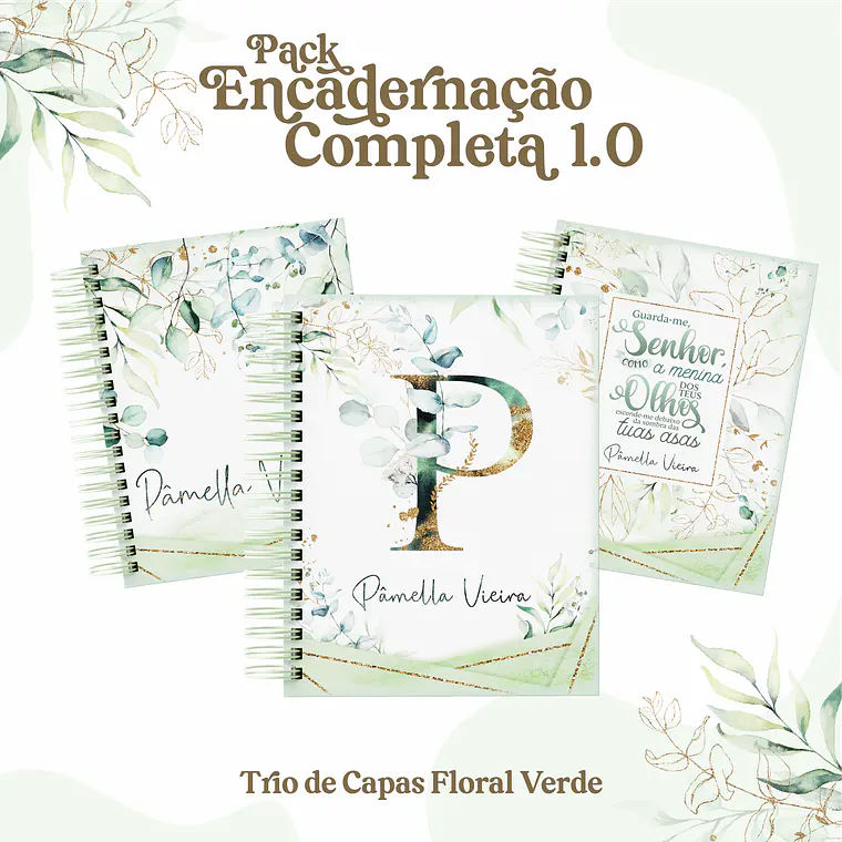Arquivo Digital Combo Capas Floral Verde 1