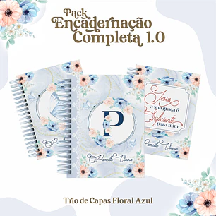 Arquivo Digital Combo Capas Floral Azul 