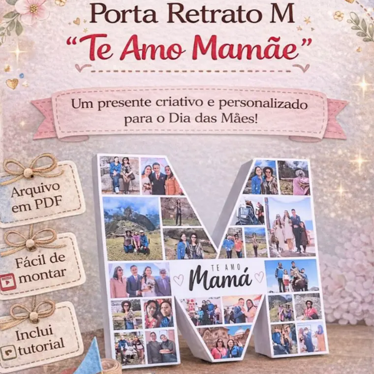 Arquivo de Corte Porta Retrato M de Mãe  1