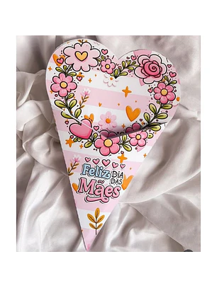 Arquivo Digital Cone flores Coração Dia das Mães