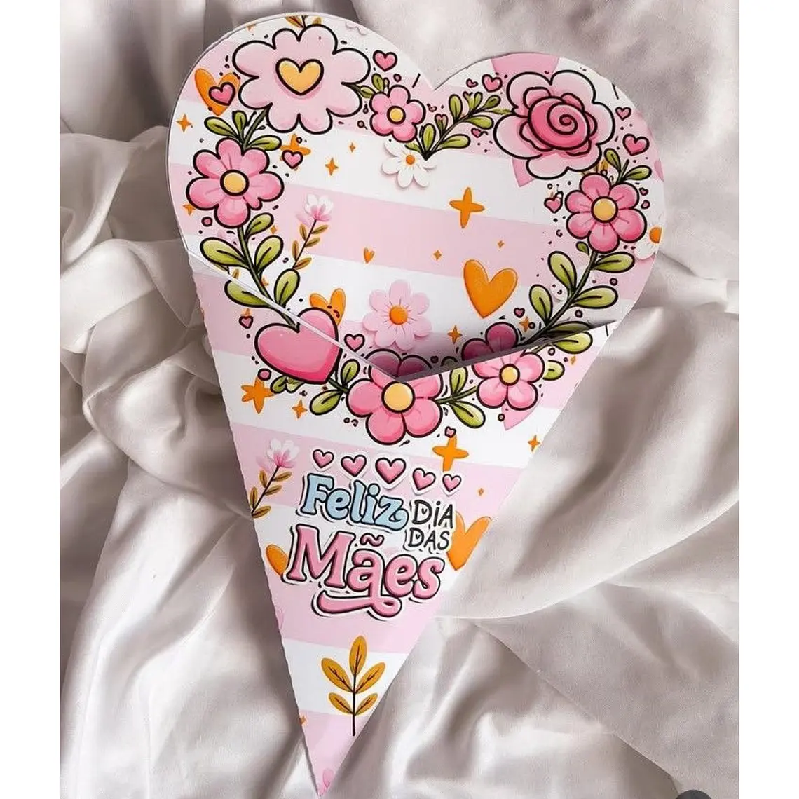 Arquivo Digital Cone flores Coração Dia das Mães 1