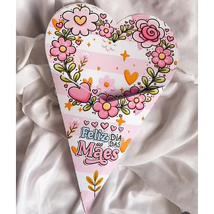 Arquivo Digital Cone flores Coração Dia das Mães