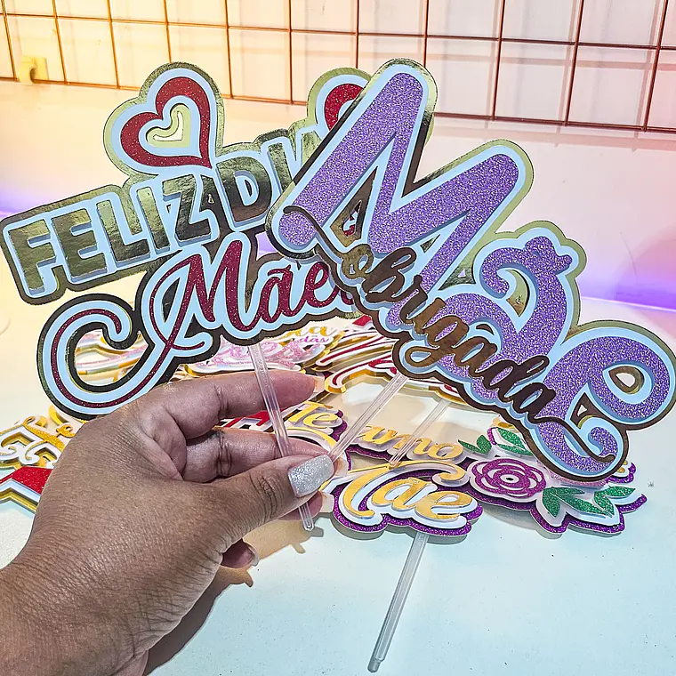 Combo Arquivos 6 Topos de Bolo Dia das Mães 1
