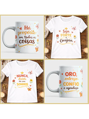 Kit Digital – Coleção Frases Religiosas Canecas e Camisas