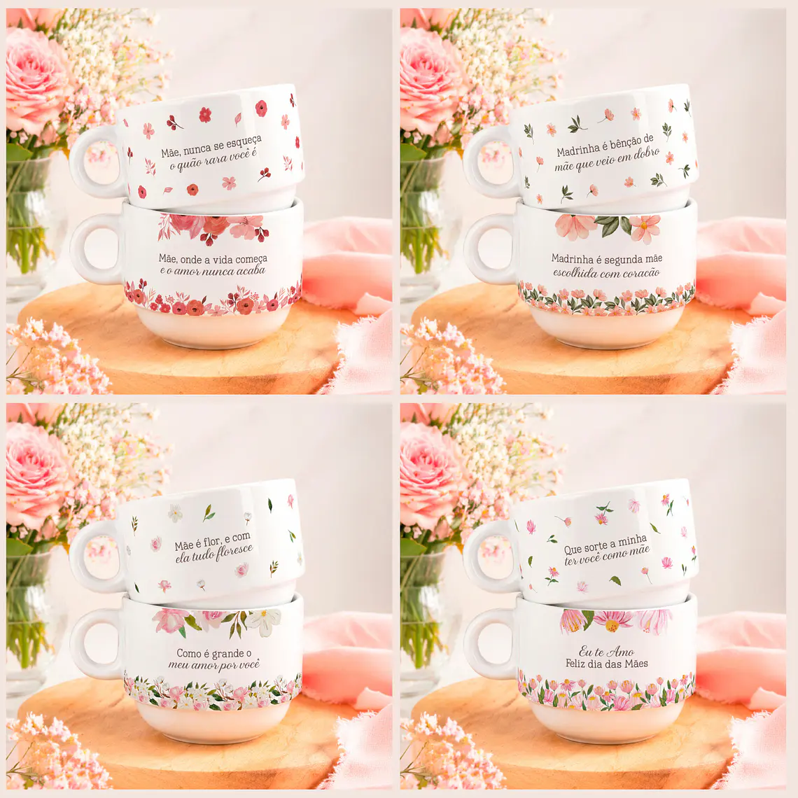 Pack 16 Artes Mini Canecas Vintage - Dia das Mães 1