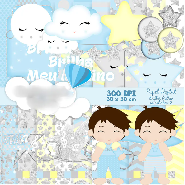 Kit Digital Brilha Brilha Estrelinha Menino 1