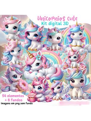 Kit Digital Unicórnio Cute