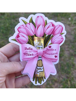 Arquivo Digital Tag tulipa rosa - Feliz Dia das Mães
