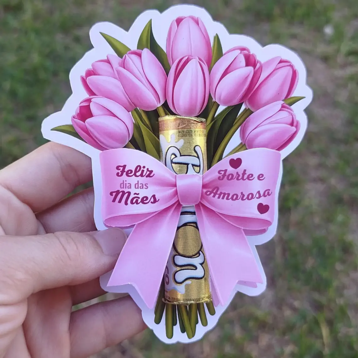 Arquivo Digital Tag tulipa rosa - Feliz Dia das Mães 1