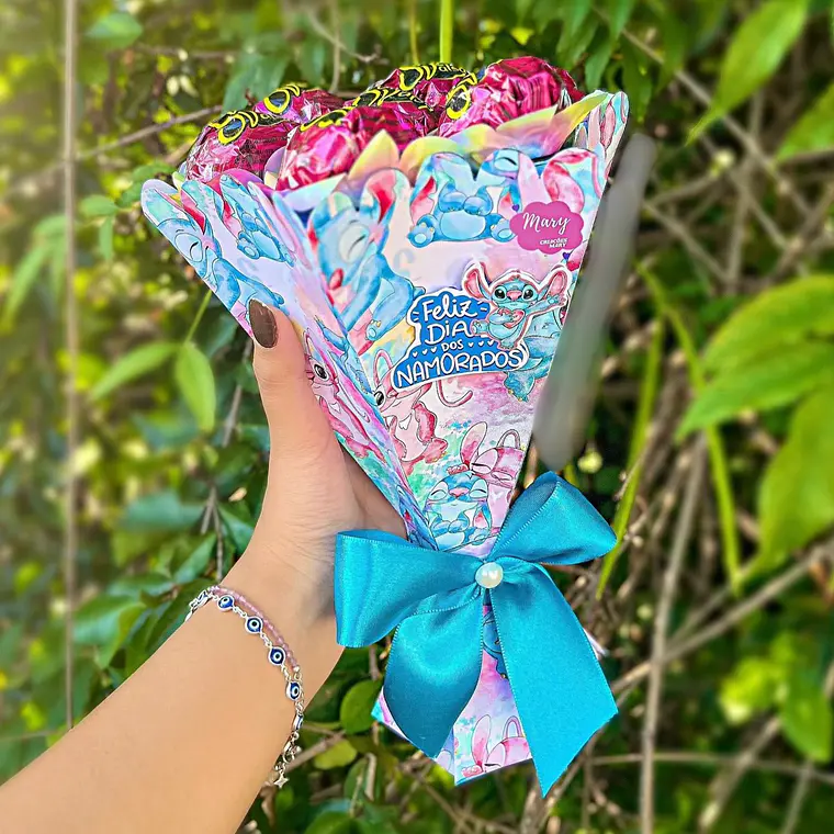 Arquivo Digital Buquê de Bombons Namorados Stitch   1