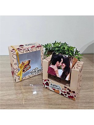 Arquivo Digital Cubo giratório com fotos e caixa para dia dos namorados