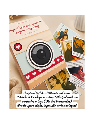  Caixinha e Envelope Polaroid - Dia dos Namorados 