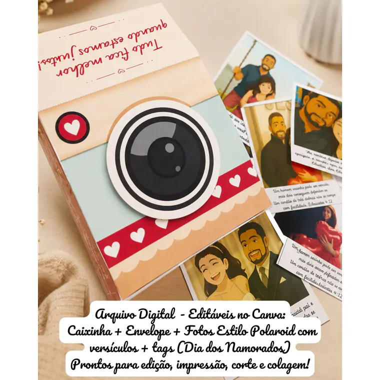  Caixinha e Envelope Polaroid - Dia dos Namorados  1