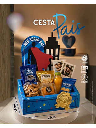 Arquivo digital de corte Cesta Dia dos pais Cenário azul 