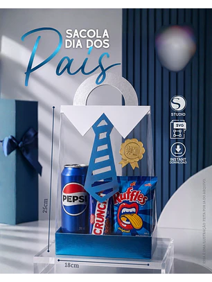 Arquivo Sacola Acetato Cesta Gravata Azul