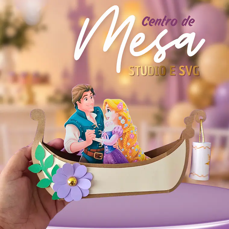 Arquivo de Corte Centro de Mesa Rapunzel/Enrolados 1