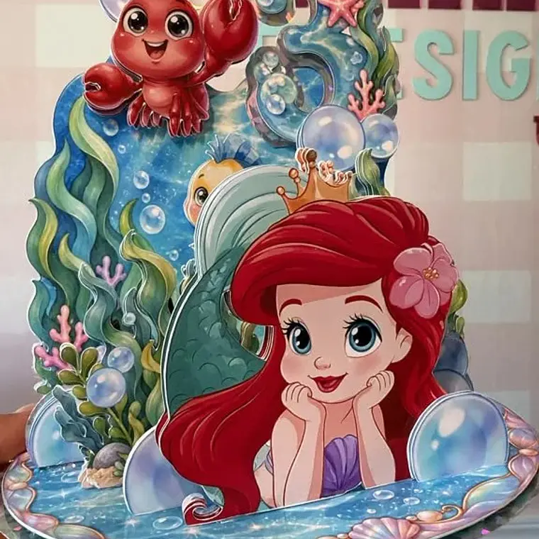 Arquivo Topo de Bolo Cenário A Pequena Sereia Ariel 1