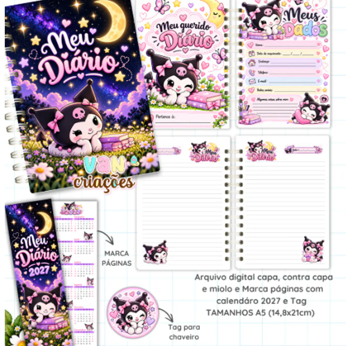 Arquivo Kit Meu diário Kuromi 1