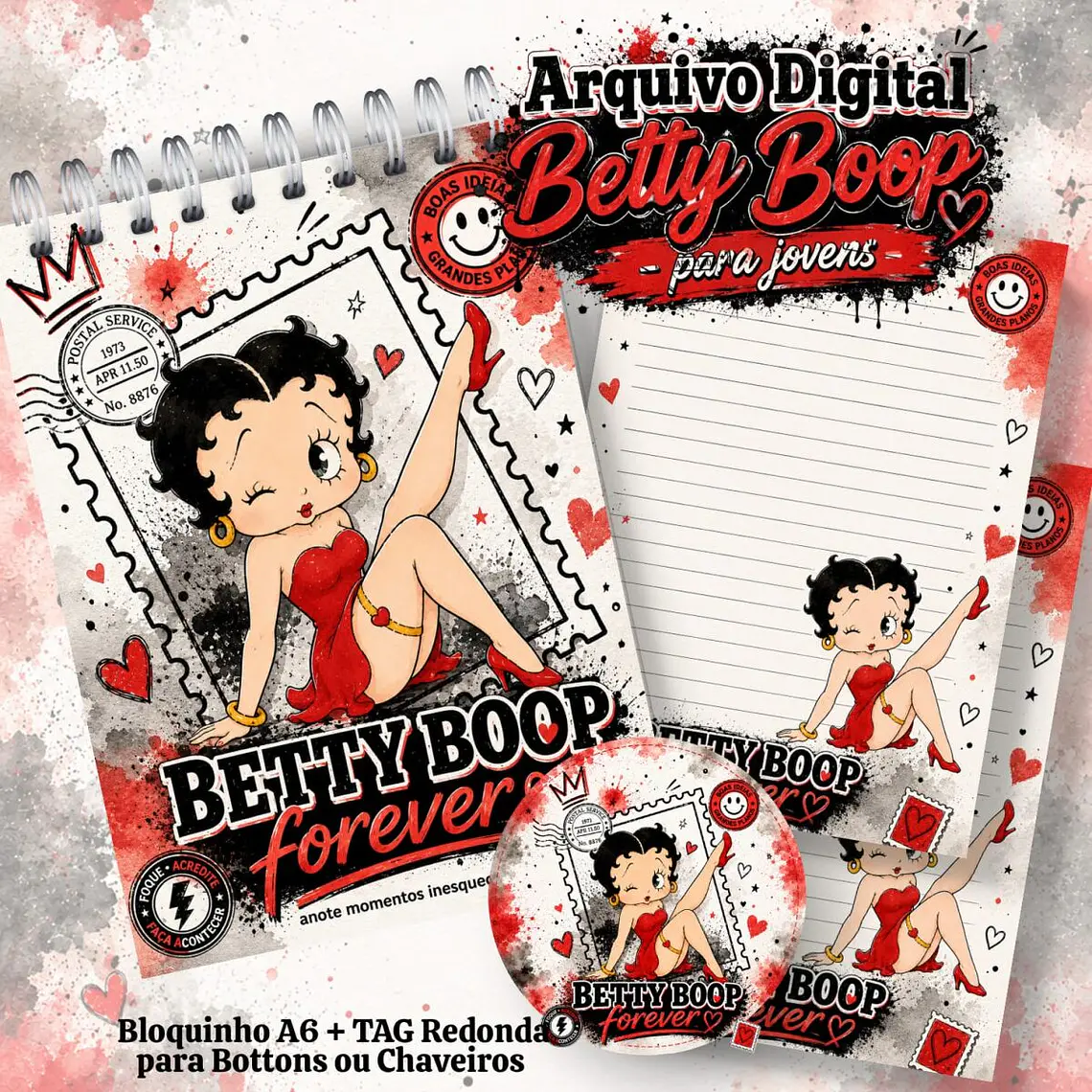 Arquivo em pdf para bloquinhos BETTY BOOP 1