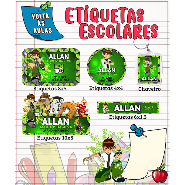 Arquivo Etiqueta Escolar Ben 10 - Fofurinhas