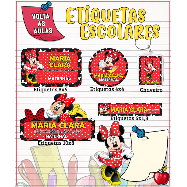 Arquivo Etiqueta Escolar minnie - Fofurinhas