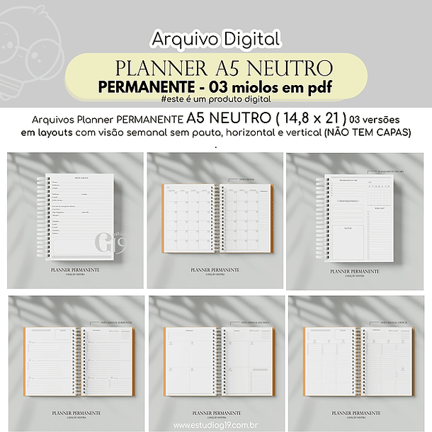 MIOLO Planner A5 Neutro Permanente (Estudio G19)